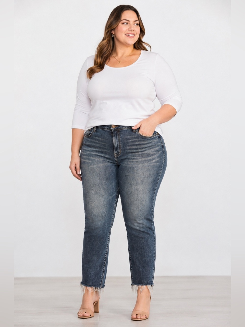 Kut from the Kloth Mid Wash Blue Ankle Cropped Jeans